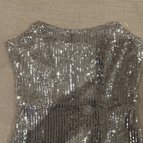 White/Silver Sequin Mini Dress - Picture 3 of 4
